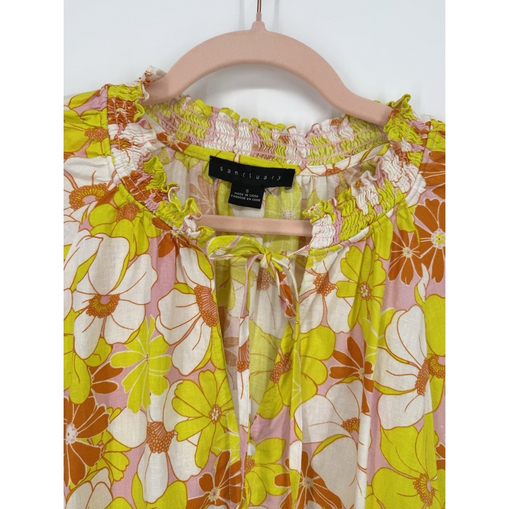 Sanctuary Don't Forget Floral Blouse Sunny Days 70s Boho Peasant Top Size S - Picture 4 of 8